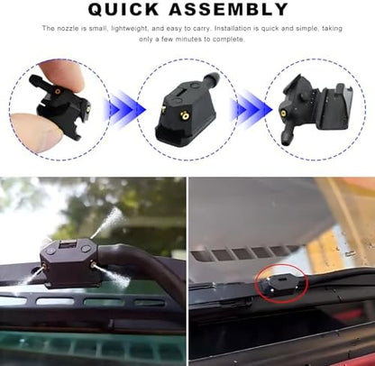 4 PCS Front Windshield Washer Nozzles, 4 Holes Car Windshield Washer Wiper Arm Sprayer, Auto Left Right Windshield Washer Squirter Nozzle Replacement, Universal Vehicle Accessories (4 PCS) - Image 3