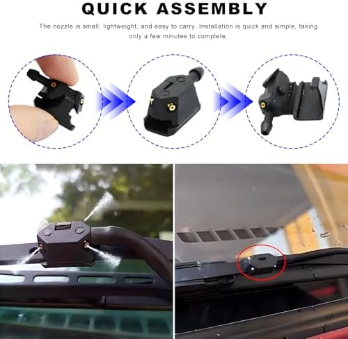 2 PCS Front Windshield Washer Nozzles, 4 Holes Car Windshield Washer Wiper Arm Sprayer, Auto Left Right Windshield Washer Squirter Nozzle Replacement, Universal Vehicle Accessories - Image 3
