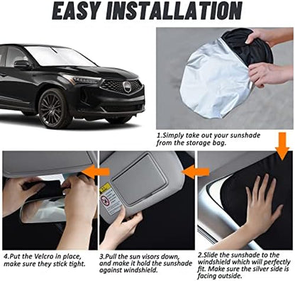 D-Lumina Windshield Sun Shade for 2019-2025 Acura RDX Accessories, Front Window Sunshade Sun Visor Protector Block UV Rays Heat, Foldable 2 Layers 210T Material - Image 5
