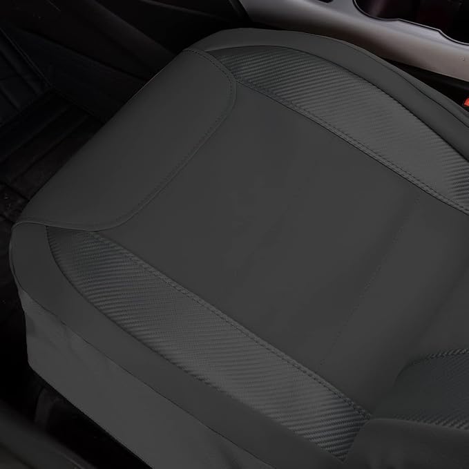 Flying Banner car seat Covers Protects Water Proof Faux Leather Carbon Fiber Fronts Gray Gray - Image 6