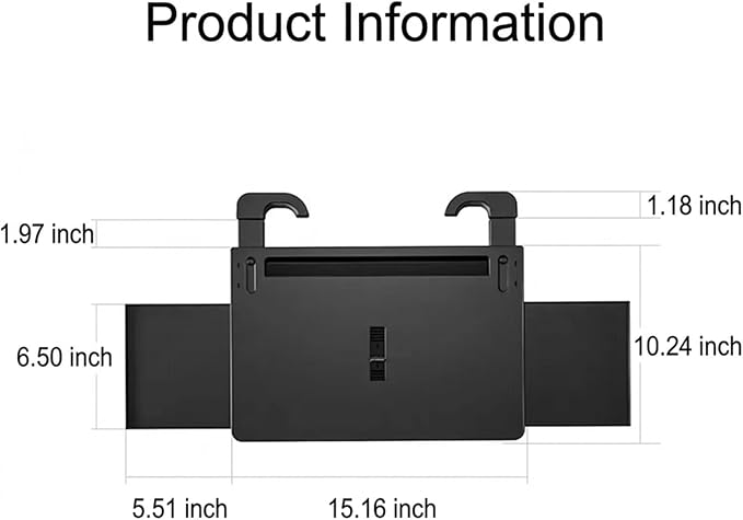 Car Back Seat Tray Table with Expandable Tray - 2-Sided Car Desk for Kids & Adults, Extra Wide & Sturdy Headrest Mount with Non-Slip Pad, Tablet/Laptop Holder for Road Trip(Carbon fiber front panel) - Image 2