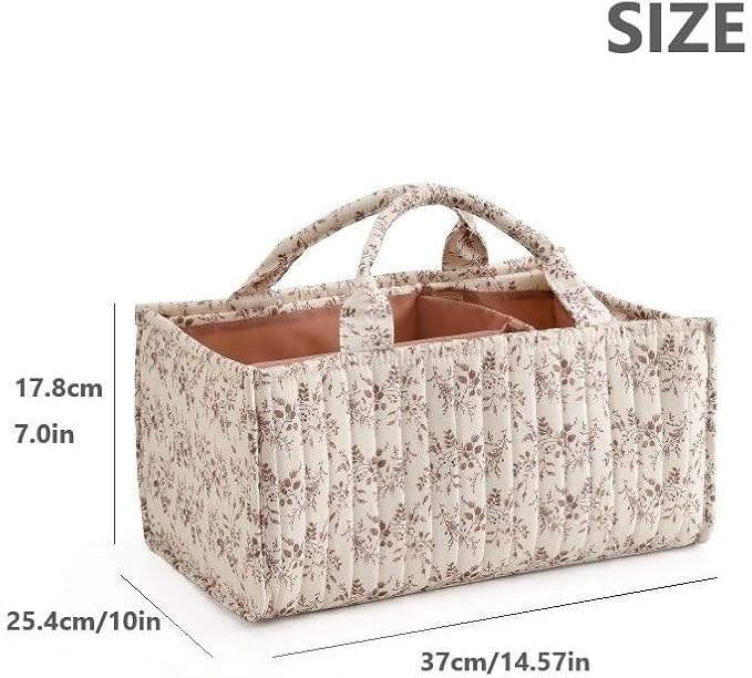 Diaper Caddy Organizer,Cute Floral Nursery Storage Basket,Soft Portable Changing Table Car Caddy Organizer Gift (Floral B) - Image 6