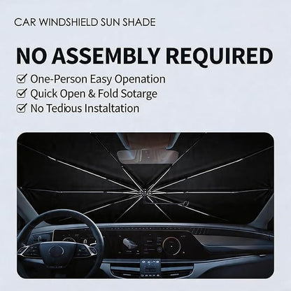 Windshield Sun Shade Umbrella,Car Windshield Umbrella Sun Shade,Fits Various Front Windshields,53"x28" - Image 2