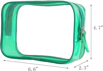 Buminee Clear Pouch Small, Clear Makeup Bag, 6.6"x2.3"x4.7" Size TSA Approved Toiletry Bag, Clear Travel Bags for Toiletries, Clear Cosmetic Bag for Women and Men Small-1 Pack Green - Image 2