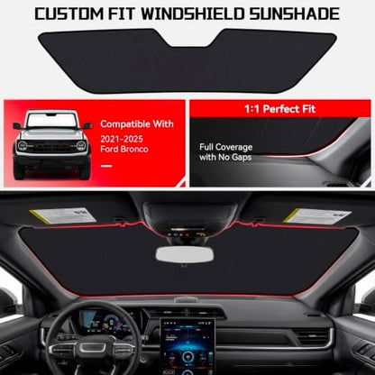 Windshield Sun Shade Custom Fit for Ford Bronco 2021-2026 - Image 2