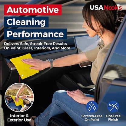 USANOOKS Microfiber Cleaning Cloth Yellow - 24 Pcs 12.5"x12.5" - High Performance - 1200 Washes, Ultra Absorbent Towels Weave Grime & Liquid for Streak-Free Mirror Shine - Car Washing Cloth - Image 5