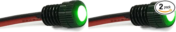 Oznium BRIGHTEST Light Bolt - Flush Mount 12V LED Light for Bumper, Grille, Cars Interior, Dash, Ambient Lighting, Motorcycle w/SLEEK Aluminum Housing & Screw Nut (6 mm Black, Green LED) (Pack of 2) by Oznium