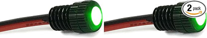 Oznium BRIGHTEST Light Bolt - Flush Mount 12V LED Light for Bumper, Grille, Cars Interior, Dash, Ambient Lighting, Motorcycle w/SLEEK Aluminum Housing & Screw Nut (6 mm Black, Green LED) (Pack of 2) by Oznium