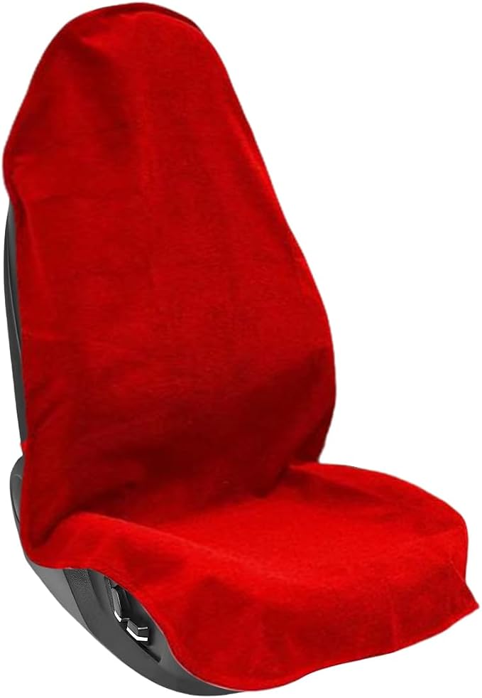 Osilly Car Seat Cover Towel Fabric, Anti-Slip Red Front | Soft texture, granular backing, washable staff protection, easy cover adjustment, universal fit, car interior accessories by Osilly