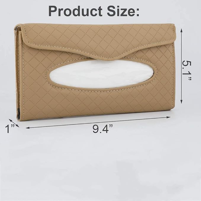 Car Tissue Holder, Sun Visor Tissue Holder, Car Visor Napkin Holder, PU Leather Backseat Tissue Case for Car/Truck (Beige) - Image 3