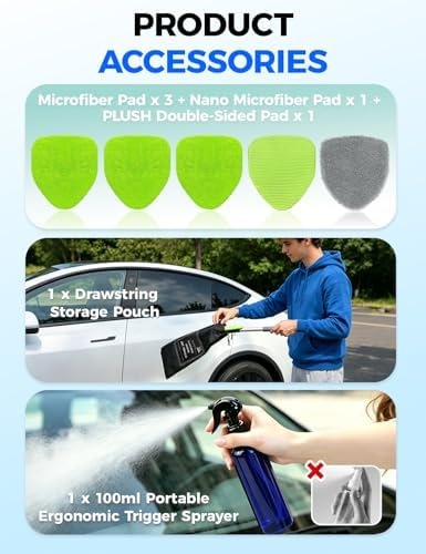 XINDELL Interior Windshield Cleaner Tool – Car Interior Window Cleaning Kit with Extendable Handle & 4 Microfiber Pads, Auto Wiper Inside Compact Windshield Brush for Car & Home Windows - Image 5
