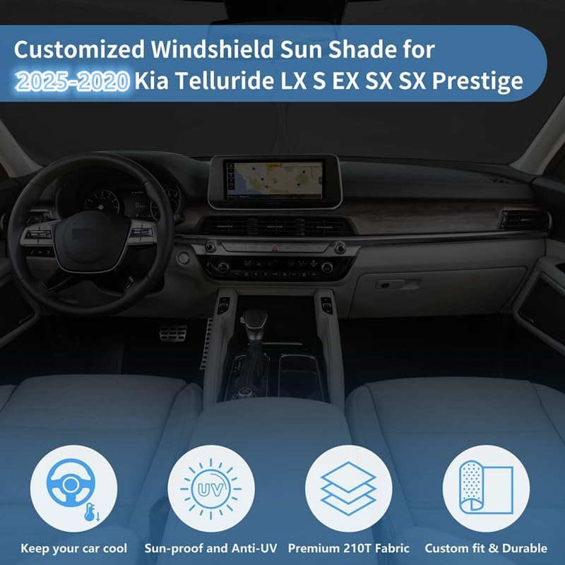 Windshield Sun Shade Car Accessories for Kia Telluride 2020-2025 - Image 3