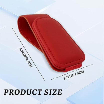 Sunglass Holder for Car, Car Sunglass Holder, Magnetic Leather Sunglasses Holder and Ticket Card Clip, Auto Multi-Functional Sun Visor Eyeglass Holders for SUV Pickup Truck (Red) - Image 2