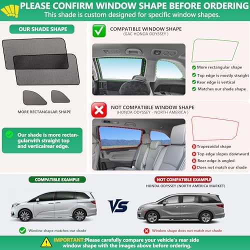 Odyssey Window Shades 2018-2024, Rear Side Mesh, 4PCS - Image 2