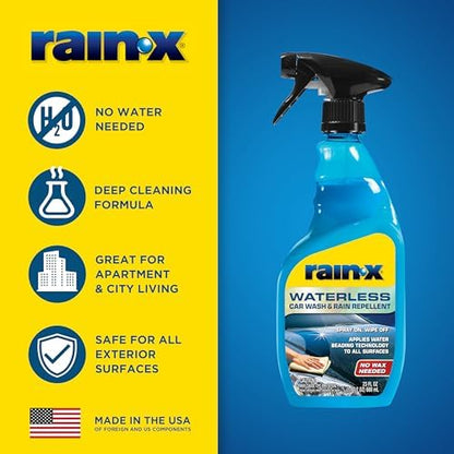 Rain-X 620143 Waterless Car Wash and Rain Repellent, 23 fl. oz. Rinseless Cleaner Spray for a Spot Free Finish, Perfect for Quick and Easy Detailing. Premium No Rinse for on the go Washing - Image 3