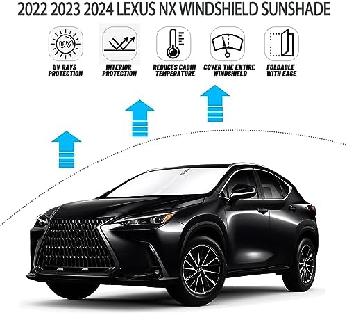 D-Lumina Windshield Sun Shade for 2022-2025 NX NX250 NX350 NX350h NX450h+ Accessories, Front Window Sunshade Sun Visor Protector Block UV Rays Heat, Foldable 2 Layers 210T Material - Image 2