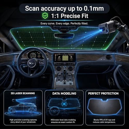 Windshield Sun Shade Custom Fit for 2018-2023 Chevrolet Traverse, Advanced Diamond-Patterned Heat Shield to Block UV Rays, Foldable Auto Window Visor, Precise Mirror Cutout - Image 2