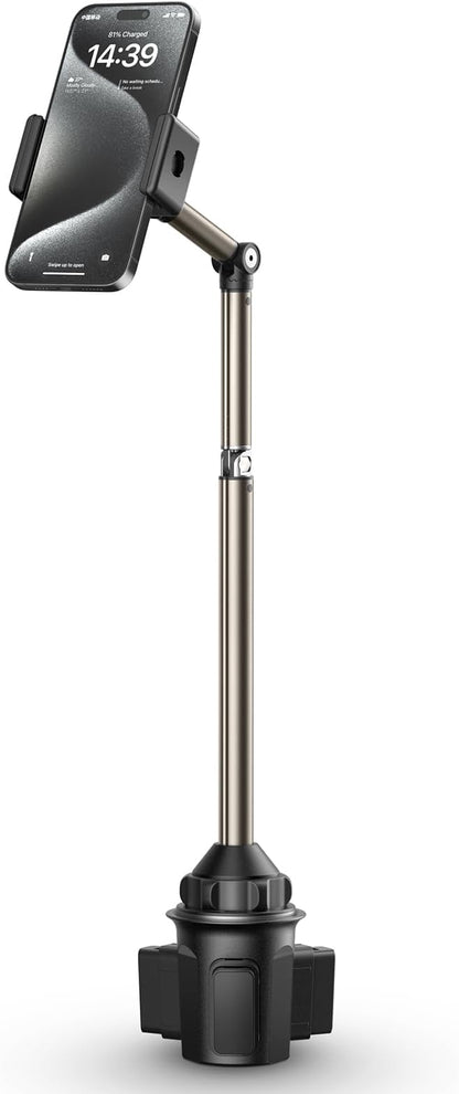 JSAUX Car Cup Holder Phone Mount, Metal Long Arm, Adjustable Base | Sturdy Metal Arm, Adjustable Height and Angle, Secure Phone Grip, Fits 2.17-4.33 in Car Cup Holders by JSAUX