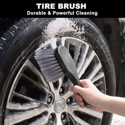 Car Wheel Brush kit, Tire Brush, Wheel Cleaner Brush, Soft-bristled Rim Cleaner Brush, Car Detailing Brushes, Wheel Brushes for Cleaning Wheels,Tires, Car Cleaning Brush Supplies Kit - Image 4