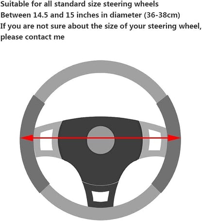 YHONGJT Soft Microfiber Leather Steering Wheel Cover, Universal 15 Inch for Women Girls, Fit Vehicles, Sedans, SUVs, Vans, Trucks - Black - Image 5