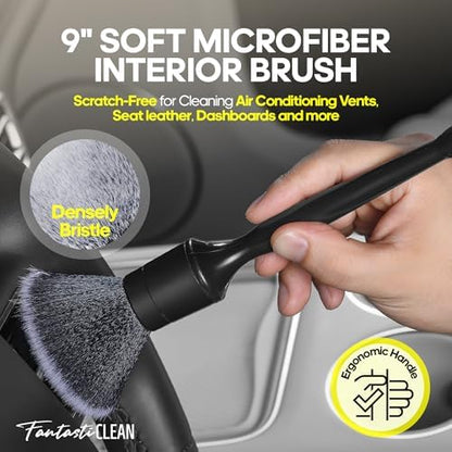 Fantasticlean Car Interior Detailing Kit, Leather Cleaner Brush Set, 9PCS - Image 3