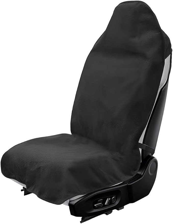 Car Towel Seat Cover, Waterproof Non-Slip Front Seat Protector for Post Gym Workout Beach Hiking, Sweatproof Washable Bucket Seat Protective Cover for Car SUV Truck Sedan (Black) by Unknown