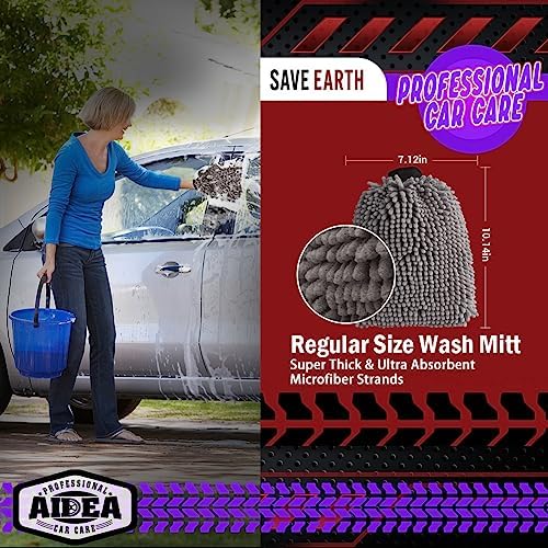 AIDEA Car Wash Mitt Microfiber, 1PK, Car Wash Brush, Grey, 7.12''X10.14'' - Image 2