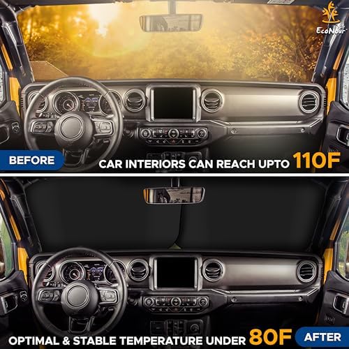 EcoNour 2-Piece Jeep Windshield Sun Shade, Foldable UV & Heat Protection - Image 6