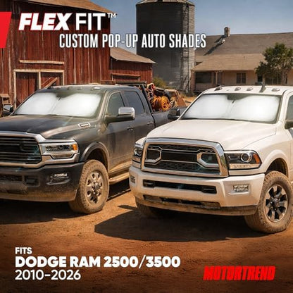 Motor Trend Custom Fit Dodge Ram 2500 & 3500 Windshield Sun Shade (2010-2026) - Foldable Pop-Up Front Car Windshield - UV Sun Visor Interior Protector - Dodge Truck Sunshade for Ram 2500 Accessories - Image 2