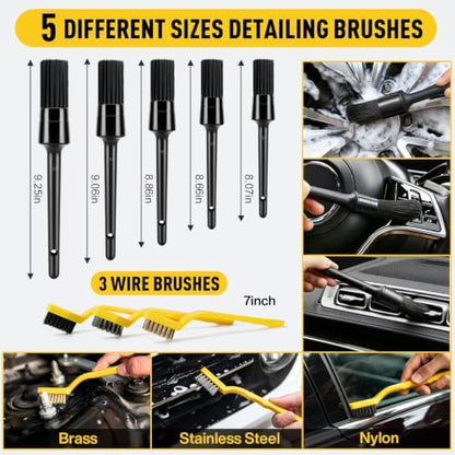 41Pcs Car Detailing Kit Interior with Drill Brush, Folding Bucket & Tote - Image 5