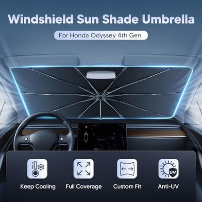 Autorder Windshield Sun Shade Umbrella for 2011-2017 Honda Odyssey Accessories,Upgraded Ice Crystal Material,Easy Setup Umbrella Sunshade for Car Windshield,100% Sun Blocking - Image 2