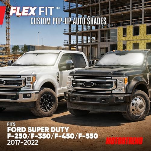 Motor Trend Custom Fit Ford Super Duty Sun Shade for Windshield 2017-2022 Ford F-250 F-350 F-450 F-550 Accessories - Truck Windshield Sunshade Foldable Car Sun Blocker - Interior UV Protection Visor - Image 2