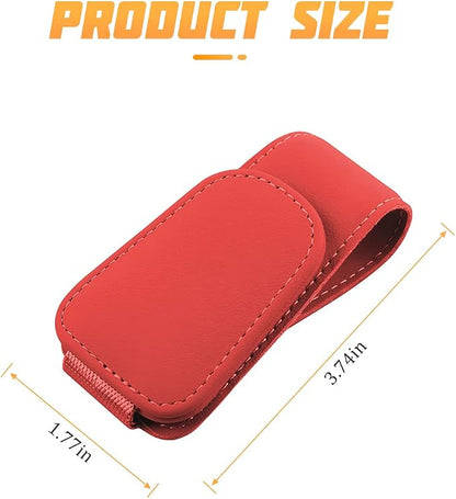AICEL Sunglasses Holders for Car Sun Visor, Leather Magnetic Clip, Red | Leather Eyeglasses Hanger Mounter, Magnetic Glasses Holder and Ticket Card Clip, Car Accessories, Universal Fit - Image 2