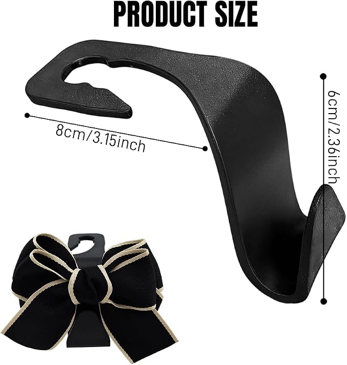2PCS Car Seat Headrest Hooks, Car Purse Hook, Cute Bow Knot Vehicle Seatback Hanging Storage Organizer, Auto Seatback Decor Organizer Hanger for SUV Truck (White Line) - Image 2