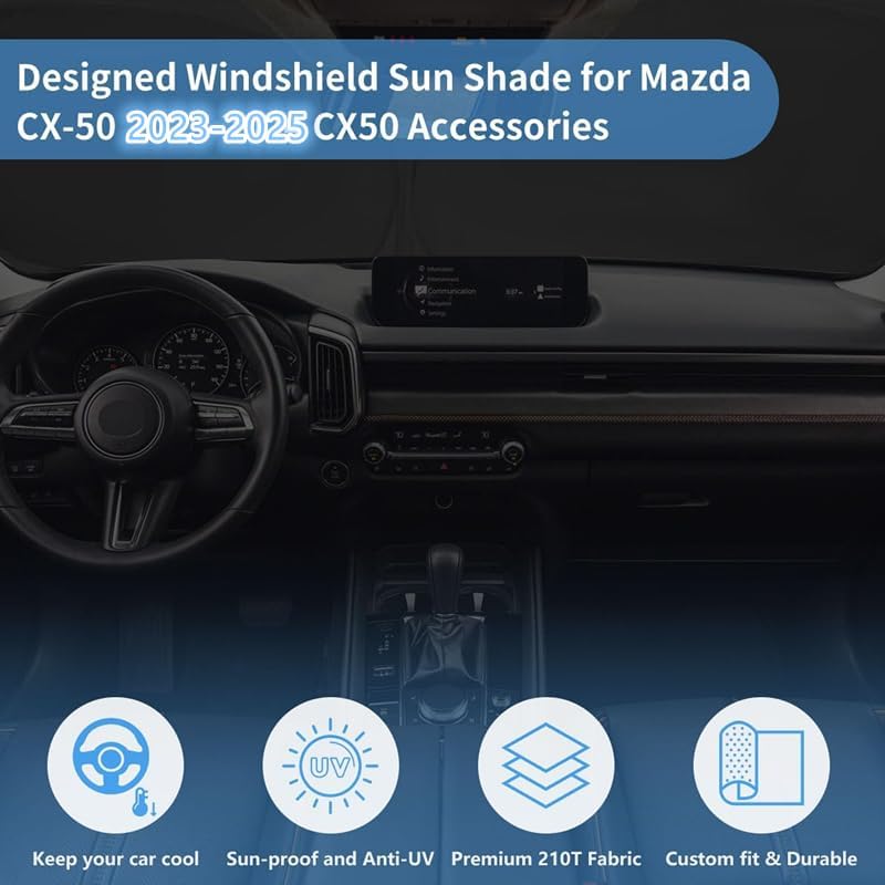 Windshield Sun Shade for Mazda CX-50 Accessories 2023 2024 2025 Window Sunshade Fit Mazda CX50 Sunshade Windshield Cover 4 Layers Front Window Shade Sun Visor Blocks UV Keep Car Cooler - Image 4