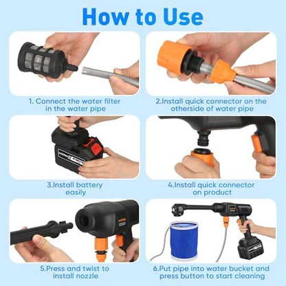 Portable Cordless Pressure Washer, 600PSI Brushless Handheld Wash Machine - Image 6