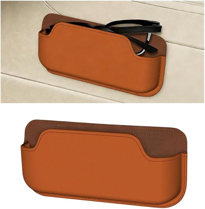 Sunglasses Holders for Car Dashboard, Self Adhesive Vehicle Center Console Glasses Storage Case, Automotive Interior Eyeglasses Storage Box Organizer, Universal Fit (Orange) by Unknown