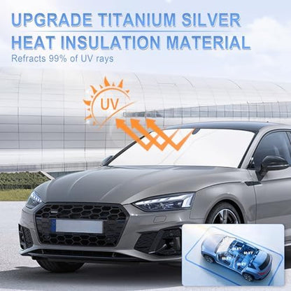 SINGARO 300T Universal Car Windshield Sun Shade, Foldable Reflective for Windshield & Window Shades with Overlapping Design, Car Interior Accessories (68.8" L x 35" W) - Image 5