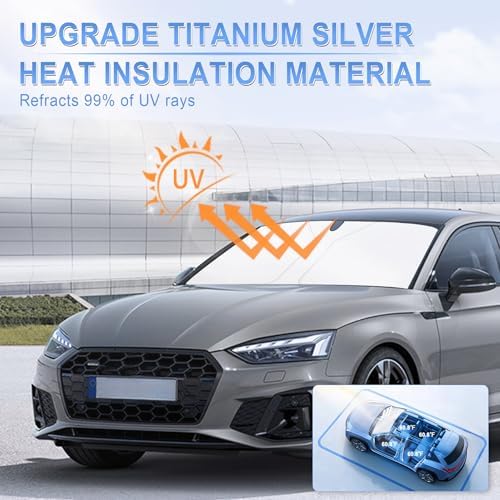 SINGARO 300T Universal Car Windshield Sun Shade, Foldable Reflective for Windshield & Window Shades with Overlapping Design, Car Interior Accessories (55.9" L x 37.4" W) - Image 5