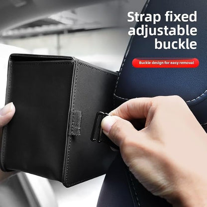 Car Tissue Holder - Backseat Napkin Tissue Organizer, Extra Large Tissue Box Holder for Rectangle Tissue Napkin Box, Made of PU Leather, Black - Image 5