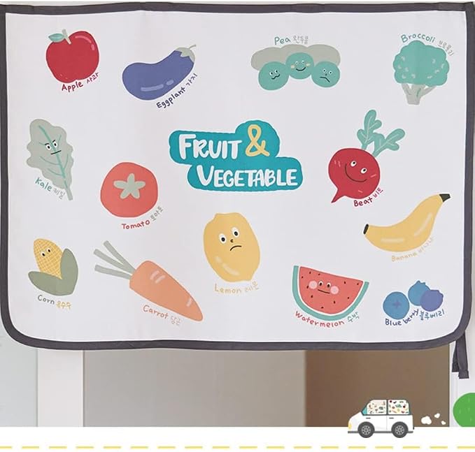 Magnetic Car Sun Shade Curtain for Side Window – Sun Blocker and UV Protector for Baby, Kids, and Pets – Universal Fit with Built-in Magnets for Steel-Framed Door (Vegetable Friends) - Image 2
