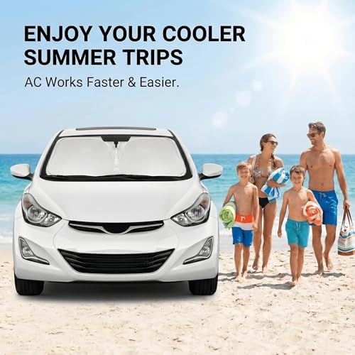 Windshield Sun Shade for Hyundai Elantra 2011-2016 Sunshade Front Window Shade Custom Fit Elantra Accessories Sun Visor Foldable Shade Blocks UV Rays Accessories - Image 4