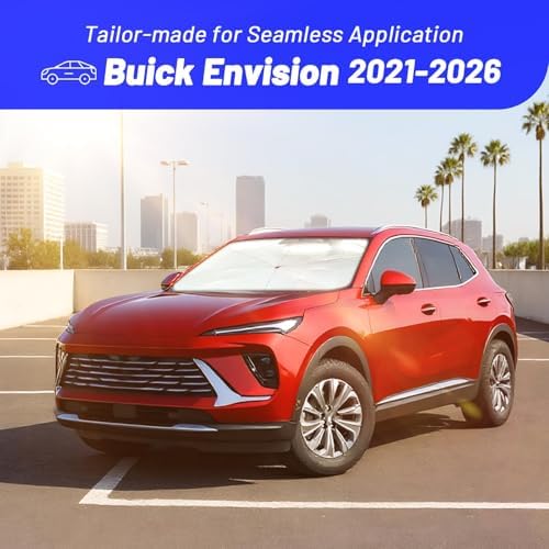 Windshield Sun Shade Umbrella for Buick Envision 2021-2026, Foldable Front Window Sunshade with 360° Rotating Shaft, Custom Fit Car Shades for Envision Accessories with UV & Heat Protection - Image 3