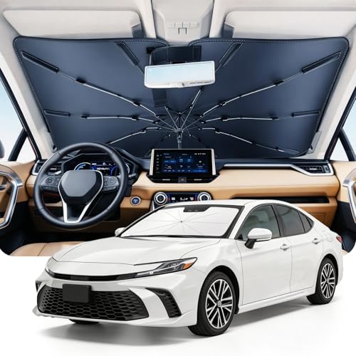DMJN Umbrella Windshield Sun Shade for Toyota Camry (2011-2026), Car Sunshade for Front Windshield [Nano Ice-Crystal Coatings] UPF50+ Heat & UV Block, Protect Interior & Keep Cooler by DMJN