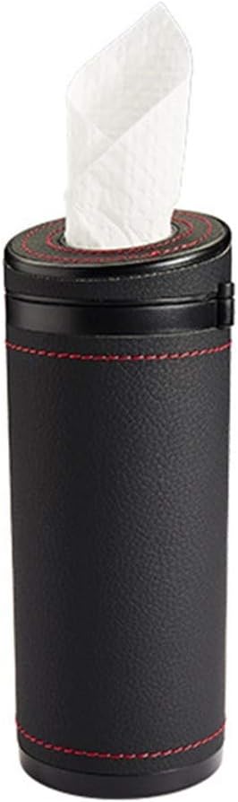 Car Tissue Tube, Cylinder Tissue Box Diameter 2.75'' PU Leather Round Tissues Container for Car Cup Holder, Up to 30 Count Tissue by Mioyoow