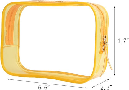 Buminee Clear Pouch Small, 6.6"x2.3"x4.7" Size TSA Approved Toiletry Bag, Travel Bags for Toiletries, Cosmetic Bag for Women and Men - 1 Pack Yellow - Image 2