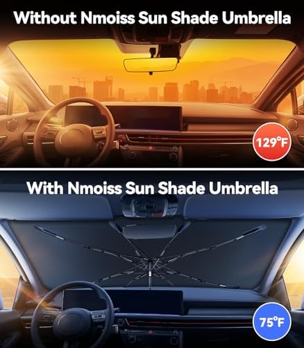 Nmoiss Windshield Sun Shade Umbrella for Hyundai Sonata 2011-2026 Accessories, [Vinyl Coating Heat Shield] Protect Car from Sun Rays & Heat Damage Keep Cool and Protect Interior - Image 2