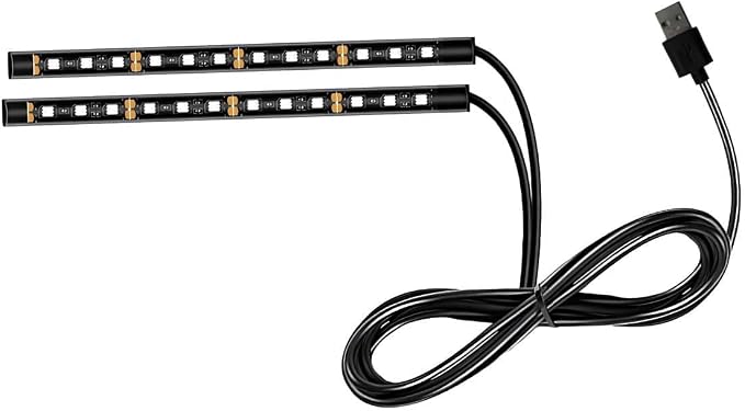 Ohleats Car LED Strip Light, 24 LED RGB Auto Interior Atmosphere Lights, USB Vehicle Under Dash Ambient Night Light Strip, Interior Decorative Lamp Lighting Kit Car Accessories (Ice Blue) by Ohleats