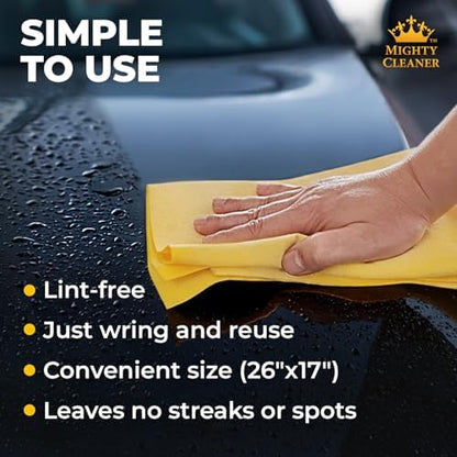 Premium Shammy Cloth for Car Drying – 2pk+1 Free – 26"x17" – Soft Chamois - Image 5