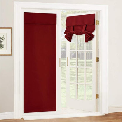 RYB HOME Blackout Door Curtains 80 inch Length, French Door Shades | Curtain Decor Room Darkening Drapery Double Glass Door Privacy, W26 x L80, Red, 1 Panel by RYBHOME